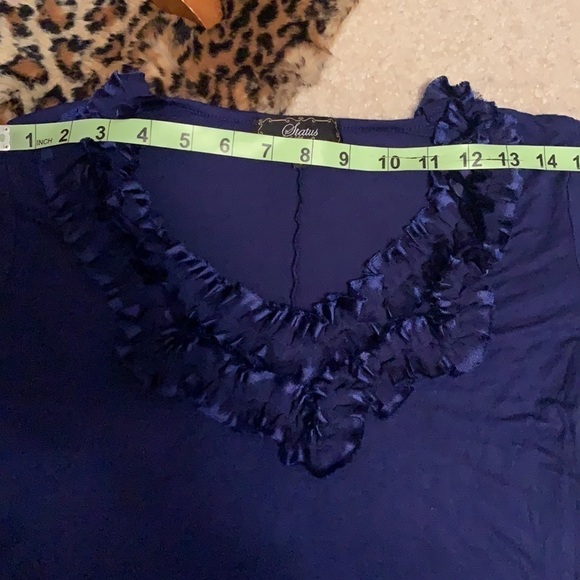 Status Amazing blue color tunic, ruffle neckline - Picture 8 of 10